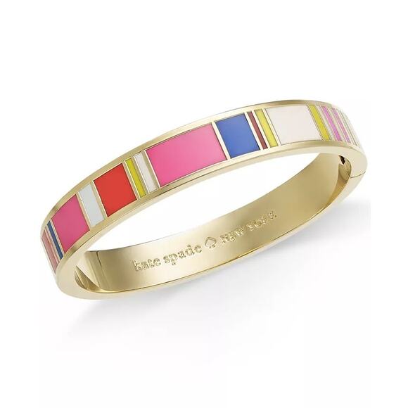 kate spade Jewelry - Kate Spade Gold Tone How Charming Enamel Bangle Bracelet